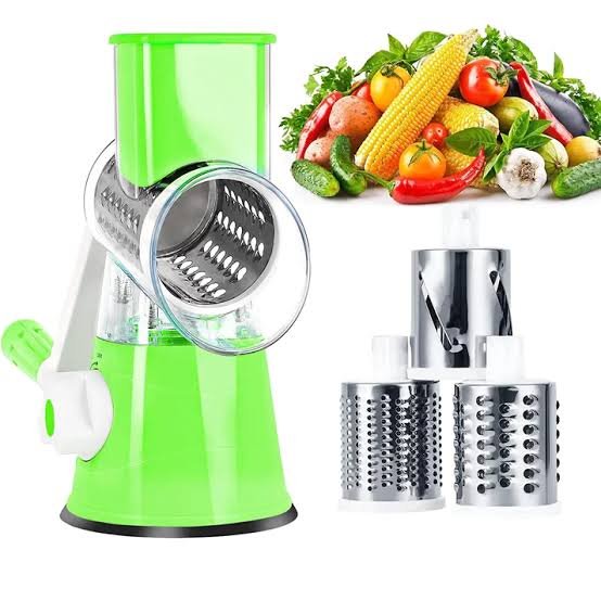 ALL-in-1 Manual Rotary Drum Vegetable Cutter & Cheese Grater with Interchangeable Stainless Steel Blades - Image 7
