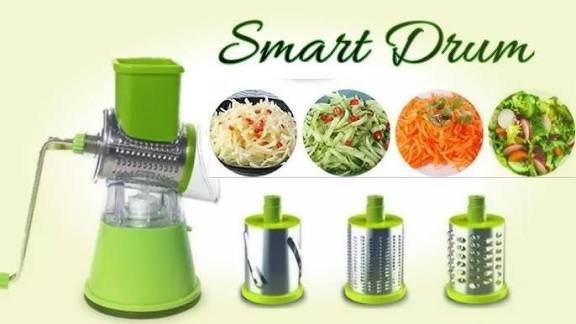 ALL-in-1 Manual Rotary Drum Vegetable Cutter & Cheese Grater with Interchangeable Stainless Steel Blades - Image 6