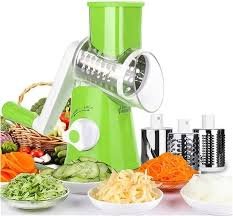 ALL-in-1 Manual Rotary Drum Vegetable Cutter & Cheese Grater with Interchangeable Stainless Steel Blades - Image 4