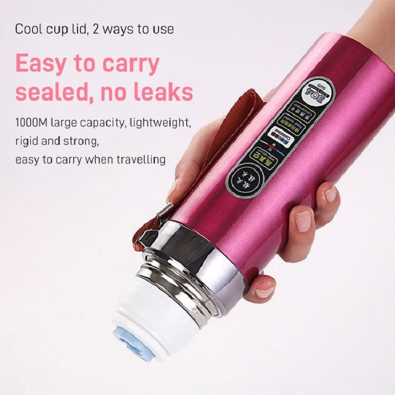 2-in-1 Stainless Steel Vacuum Thermos Bottle with Cup Lid-Colorful - Image 2